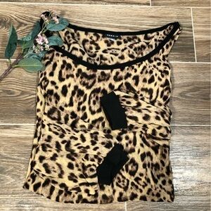 Torrid Leopard Print Semi-Sheer Blouse With Black Trim, Plus Size